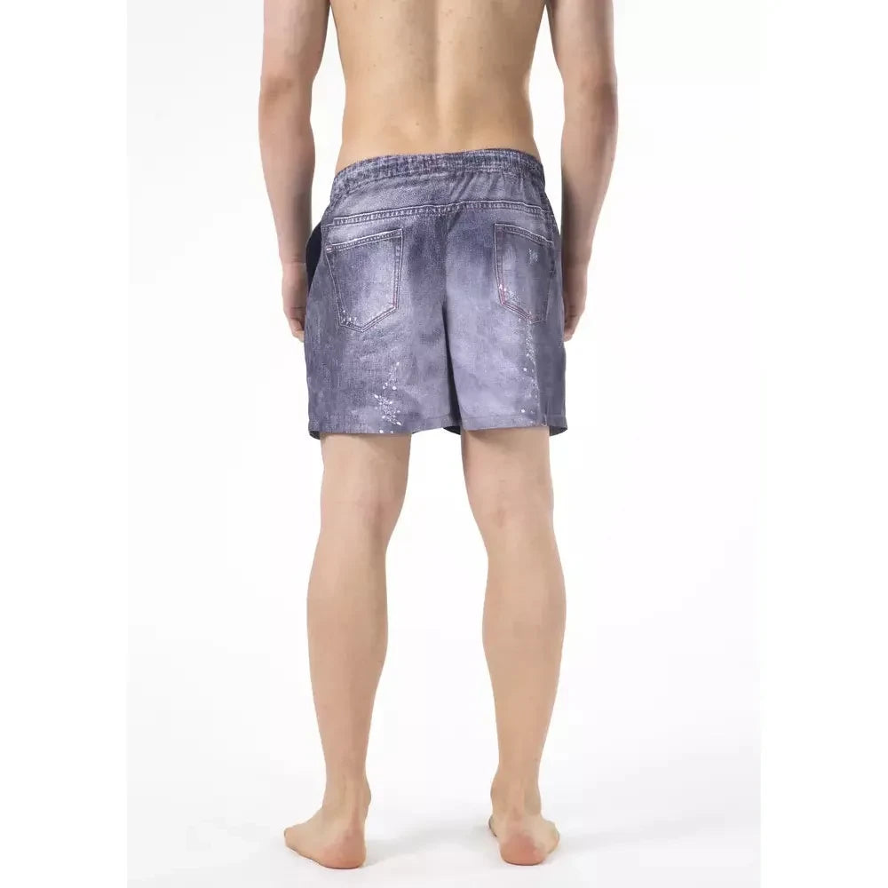 Just Cavalli Blue Polyester Men Swim Short Just Cavalli