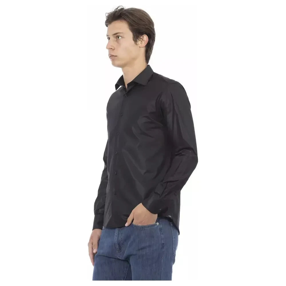 Baldinini Trend Black Polyester Mens Shirt Baldinini Trend