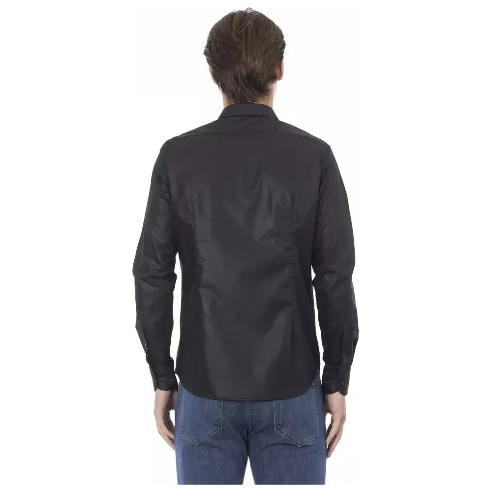 Baldinini Trend Black Polyester Mens Shirt Baldinini Trend