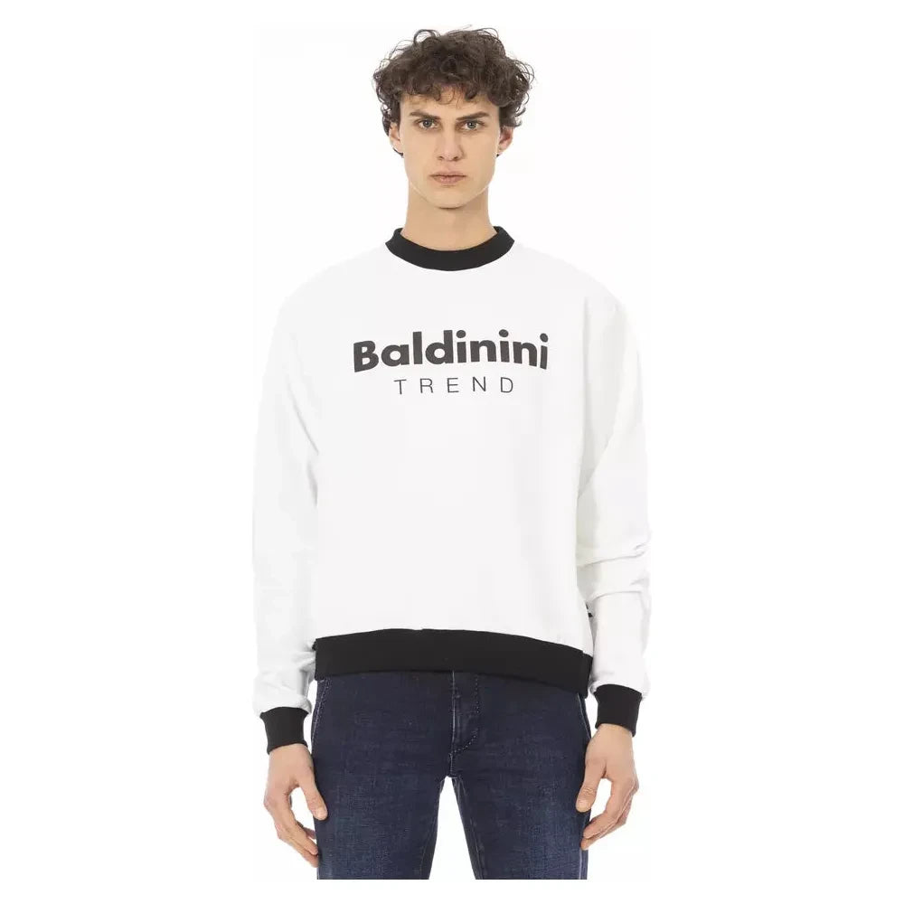 Baldinini Trend White Cotton Men's Hoodie Baldinini Trend