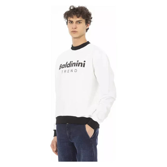 Baldinini Trend White Cotton Men's Hoodie Baldinini Trend