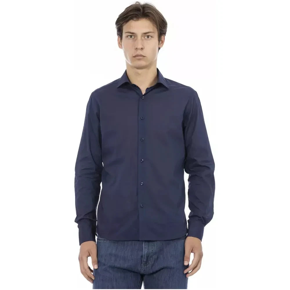 Baldinini Trend Blue Cotton Men Shirt Baldinini Trend