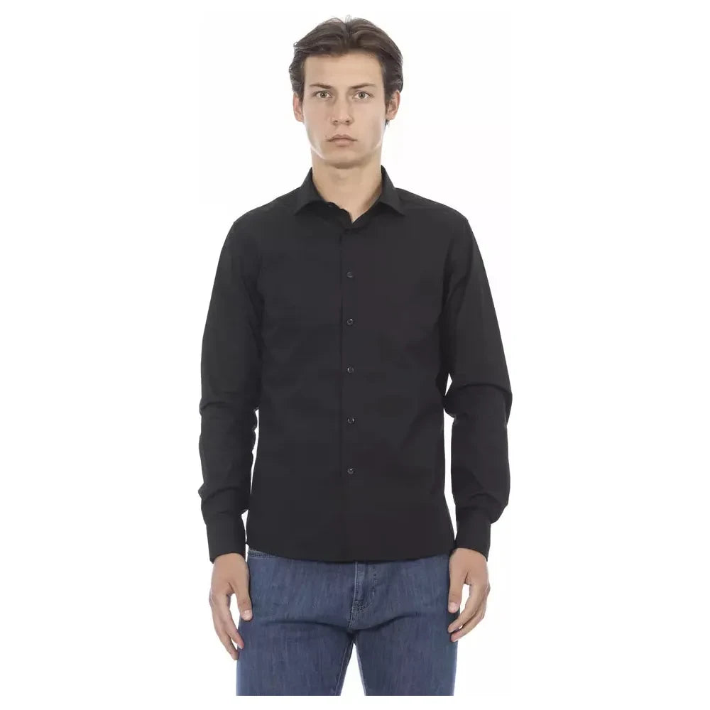 Baldinini Trend Black Cotton Men Shirt Baldinini Trend