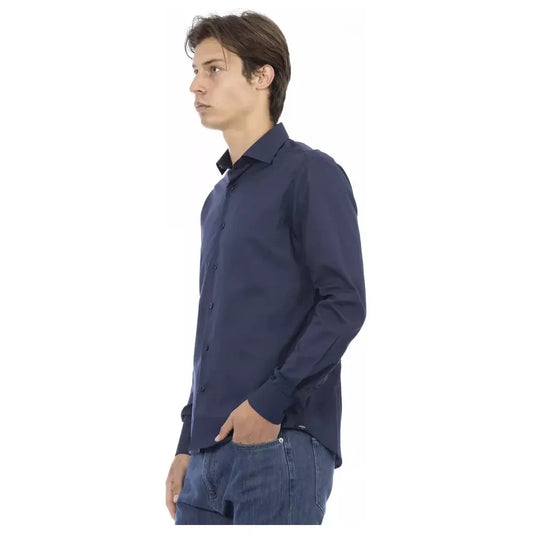 Baldinini Trend Blue Cotton Men Shirt Baldinini Trend