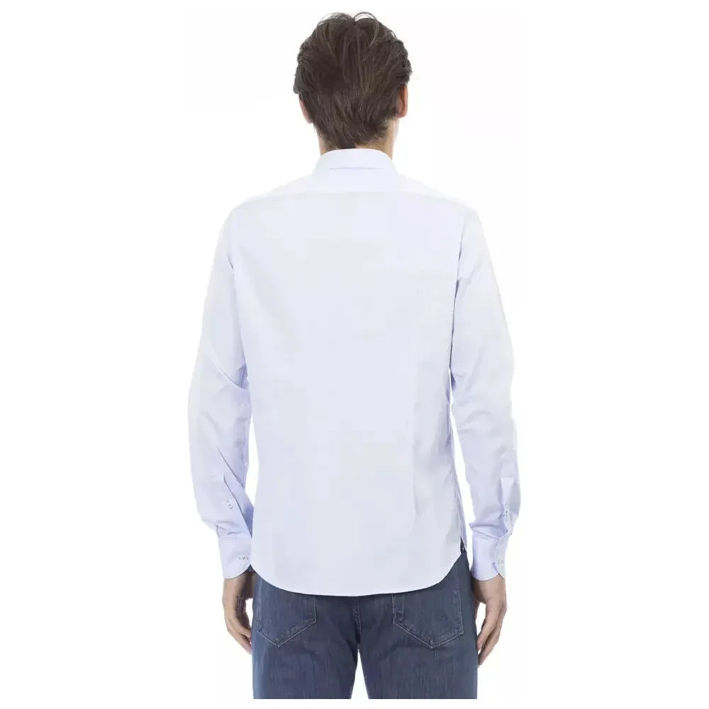 Baldinini Trend Light Blue Cotton Men Shirt Baldinini Trend