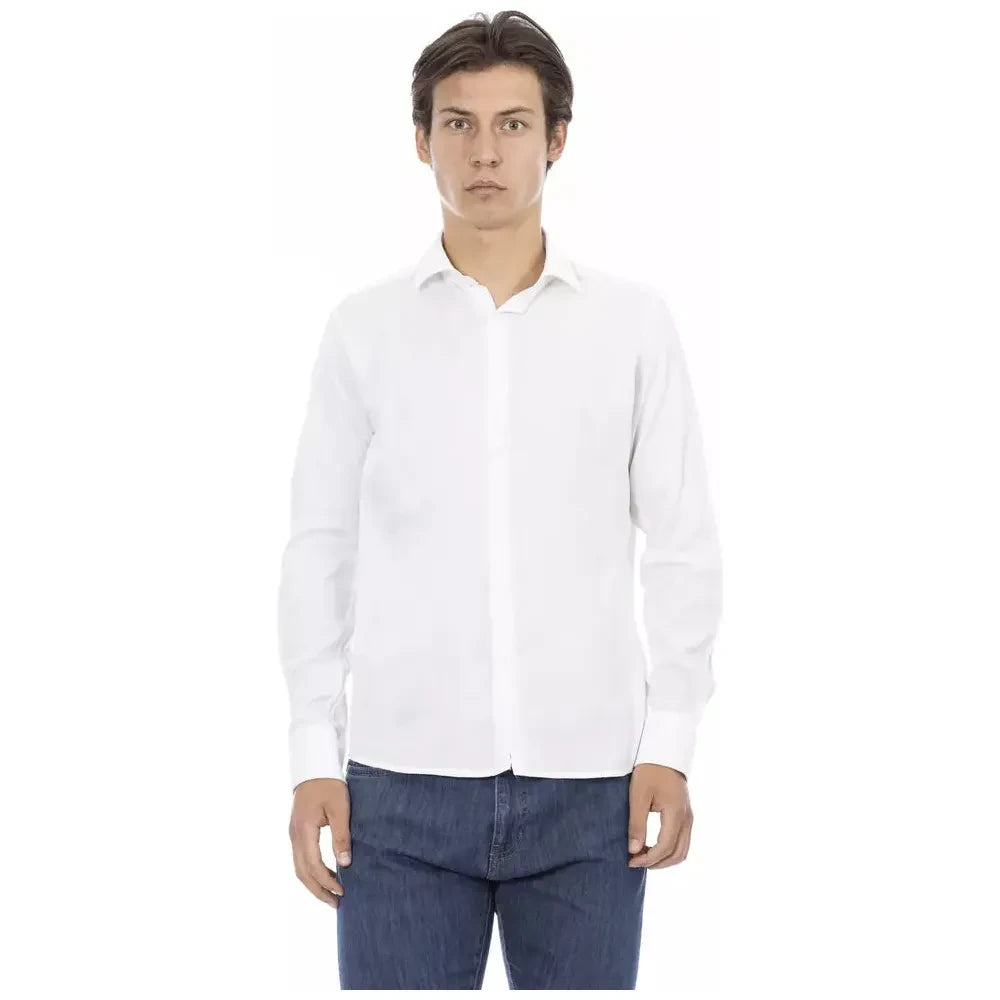 Baldinini Trend White Cotton Men Shirt Baldinini Trend