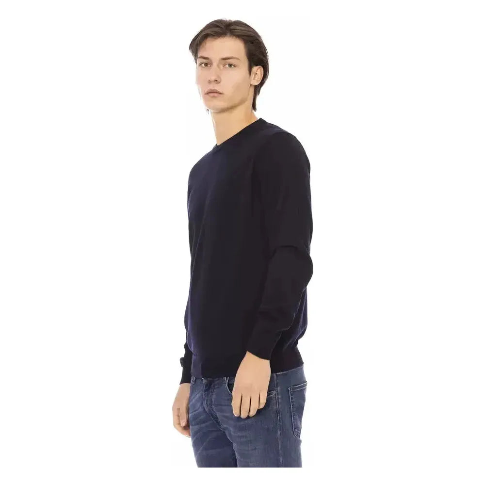 Baldinini Trend Blue Fabric Men Sweater Baldinini Trend