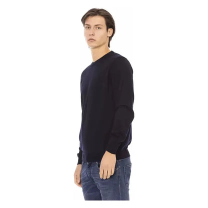 Baldinini Trend Blue Fabric Men Sweater Baldinini Trend