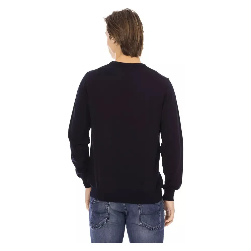 Baldinini Trend Blue Fabric Men Sweater Baldinini Trend