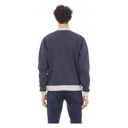 Baldinini Trend Blue Cotton Men Sweater Baldinini Trend