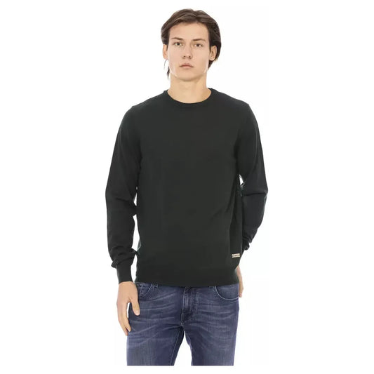 Baldinini Trend Green Fabric Men Crewneck Sweater Baldinini Trend