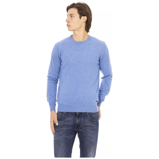 Baldinini Trend Light Blue Wool Men Sweater Baldinini Trend