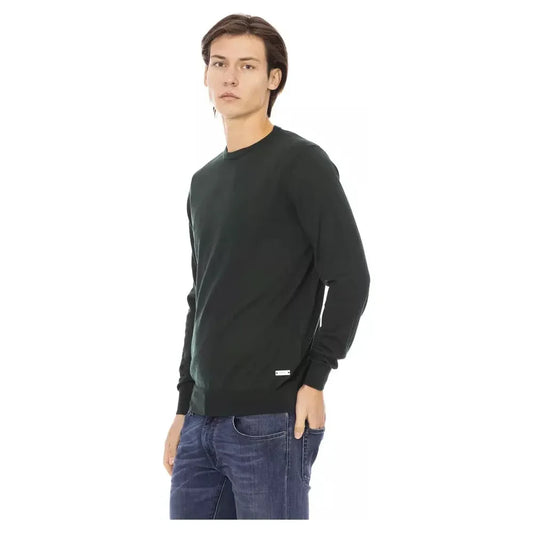 Baldinini Trend Green Fabric Men Crewneck Sweater Baldinini Trend