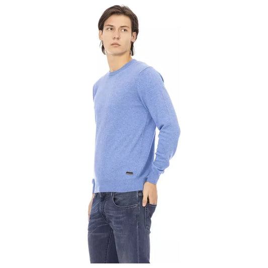 Baldinini Trend Light Blue Wool Men Sweater Baldinini Trend