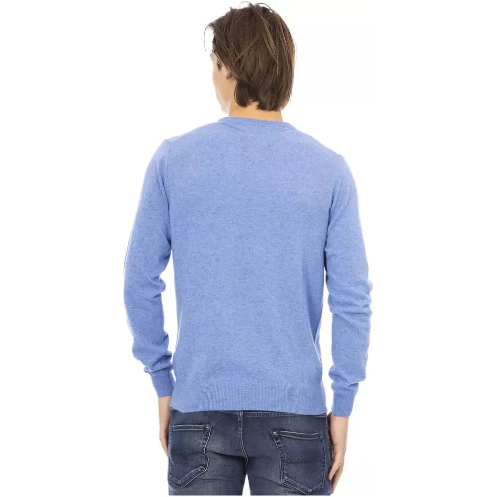 Baldinini Trend Light Blue Wool Men Sweater Baldinini Trend