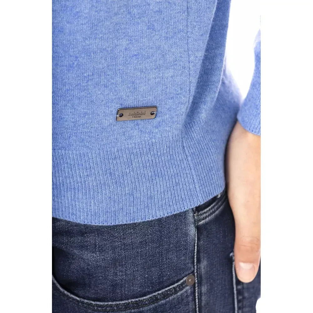 Baldinini Trend Light Blue Wool Men Sweater Baldinini Trend