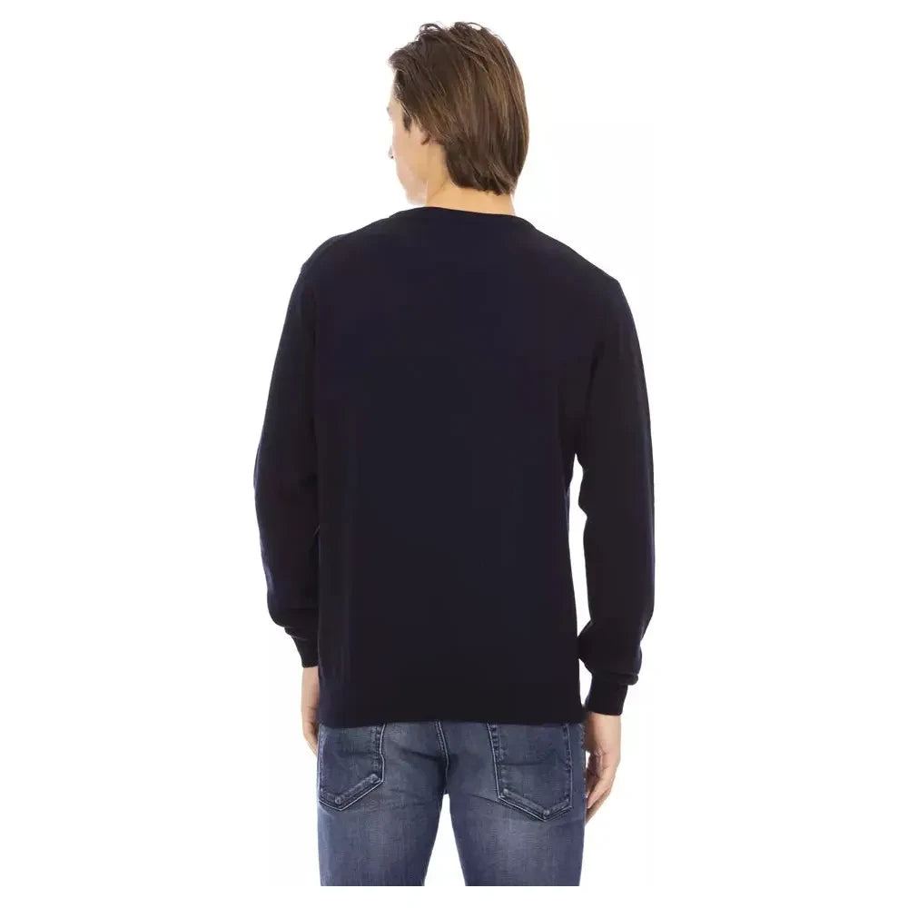 Baldinini Trend Blue Wool Men Sweater Baldinini Trend