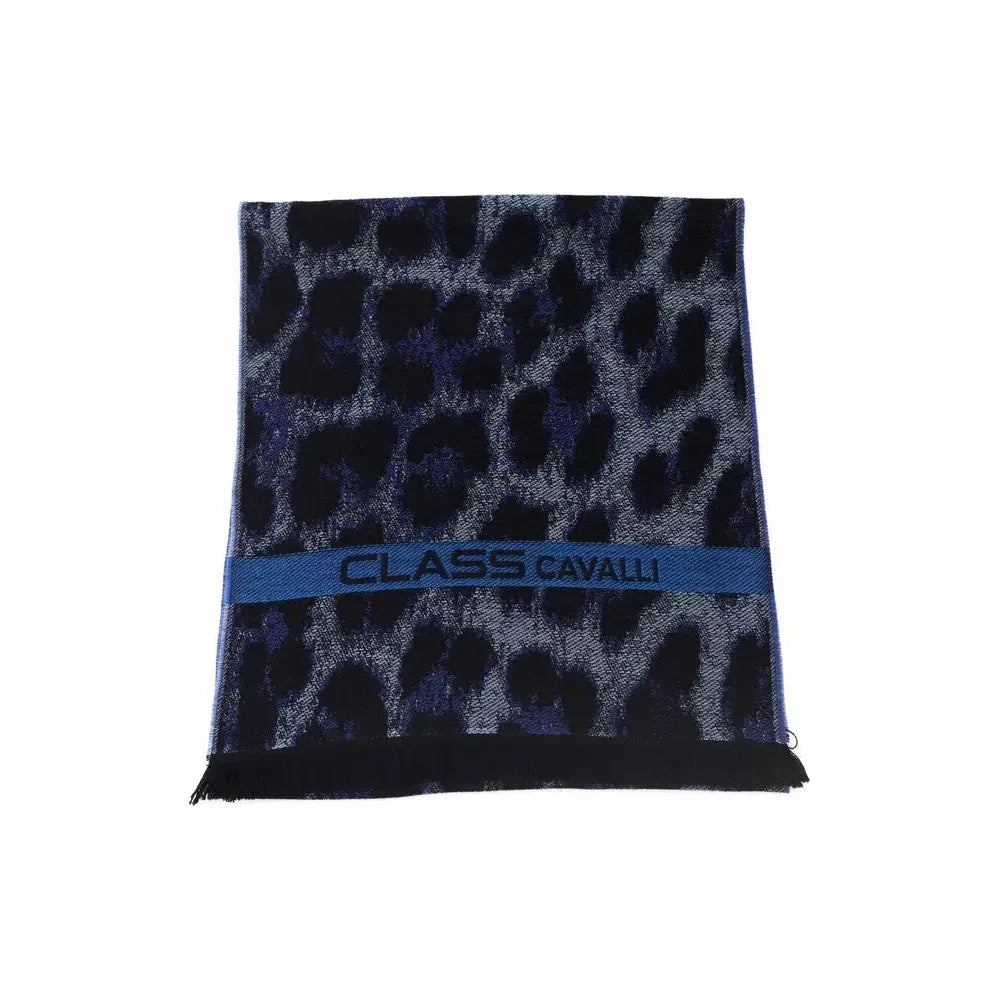 Cavalli Class Blue Wool Men Scarf Scarves Cavalli Class