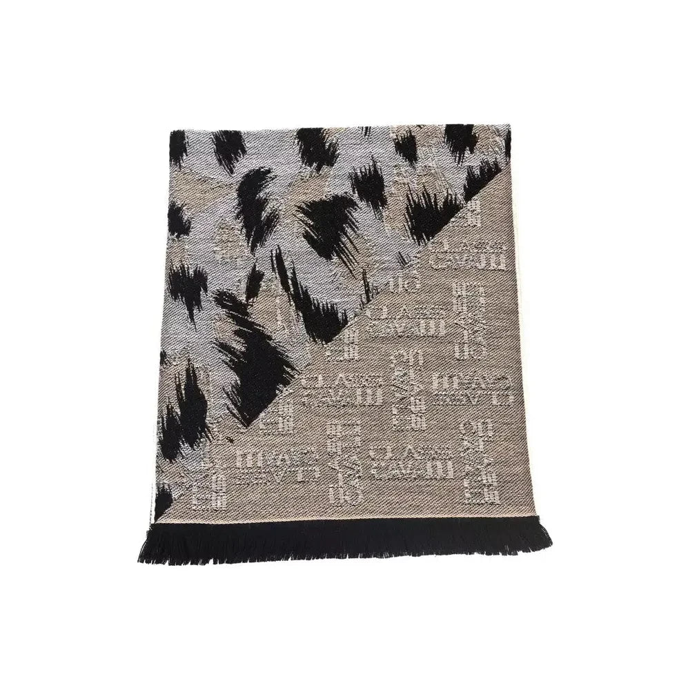 Cavalli Class Beige Wool Unisex Scarf Scarves Cavalli Class