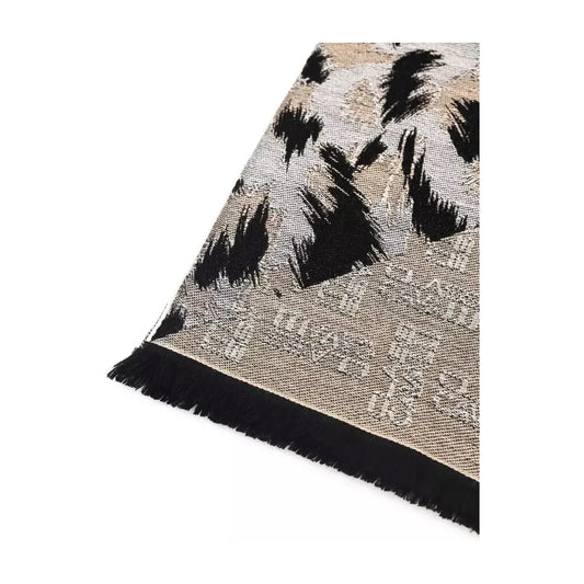 Cavalli Class Beige Wool Unisex Scarf Scarves Cavalli Class