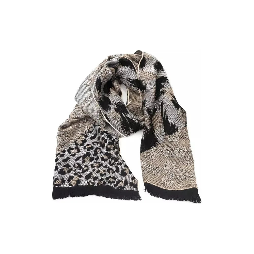 Cavalli Class Beige Wool Unisex Scarf Scarves Cavalli Class