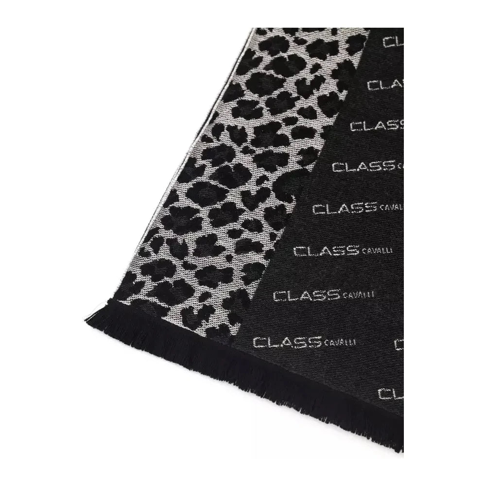 Cavalli Class Black Wool Men Scarf Scarves Cavalli Class