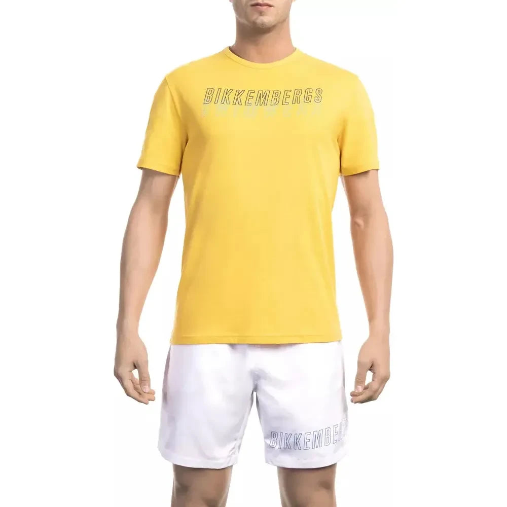 Bikkembergs Yellow Cotton Men T-Shirt Bikkembergs