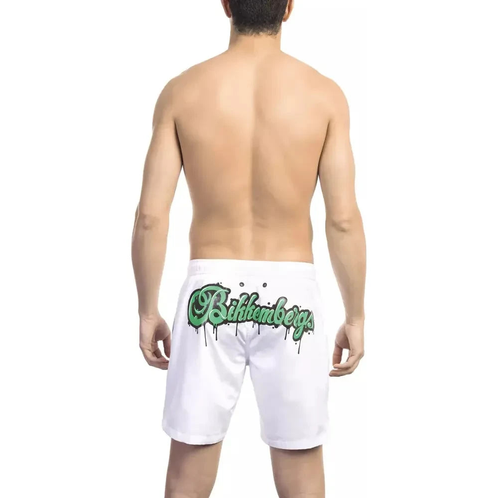 Bikkembergs White Polyester Men SwimShort Bikkembergs