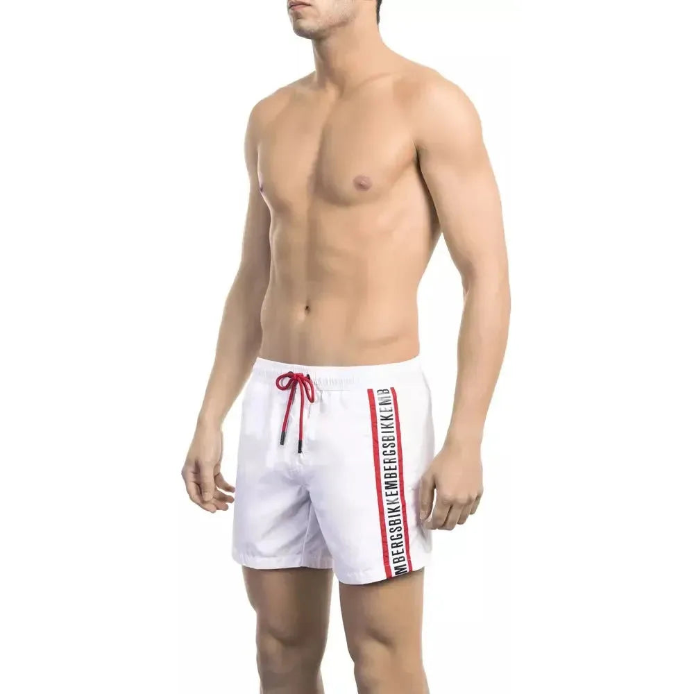 Bikkembergs White Polyamide Men Swim Short