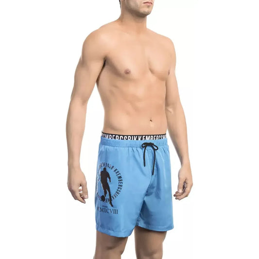 Bikkembergs Light Blue Polyester Men Swim Short Bikkembergs