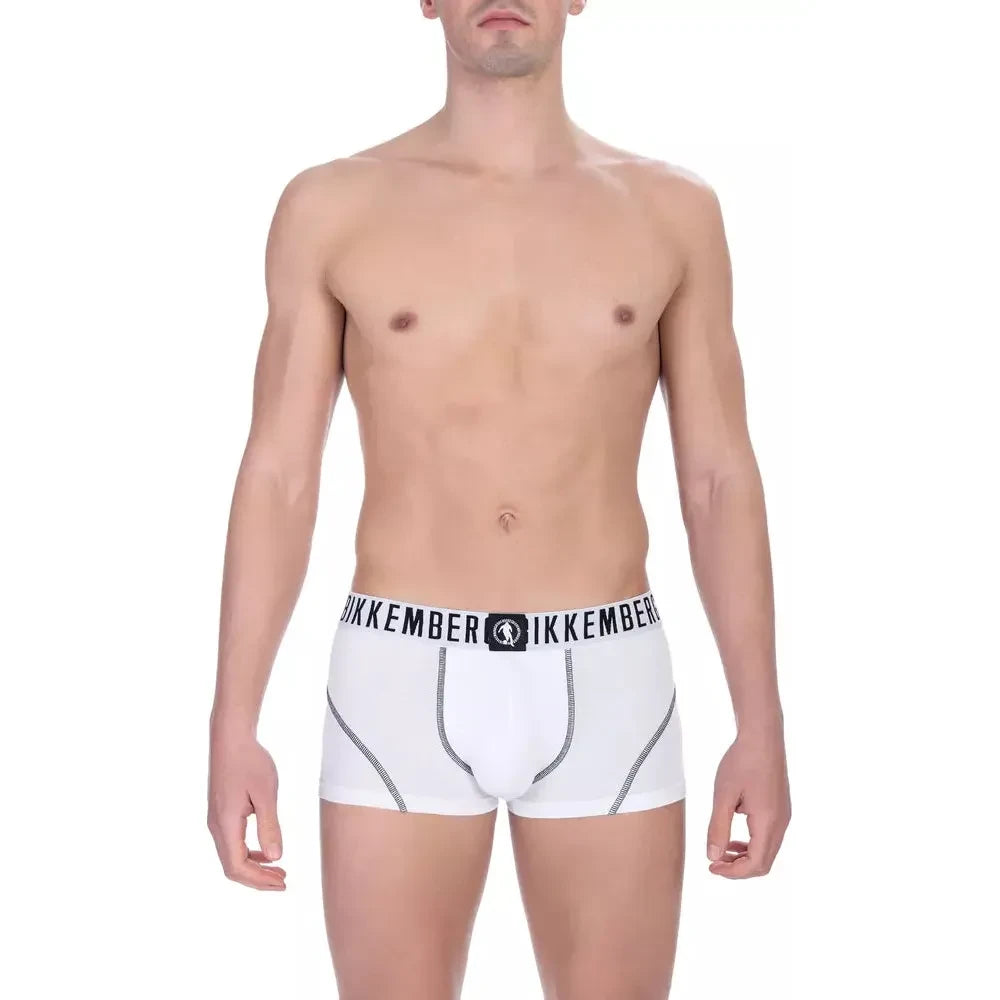 Bikkembergs White Cotton Men's Trunk Pair MAN UNDERWEAR Bikkembergs