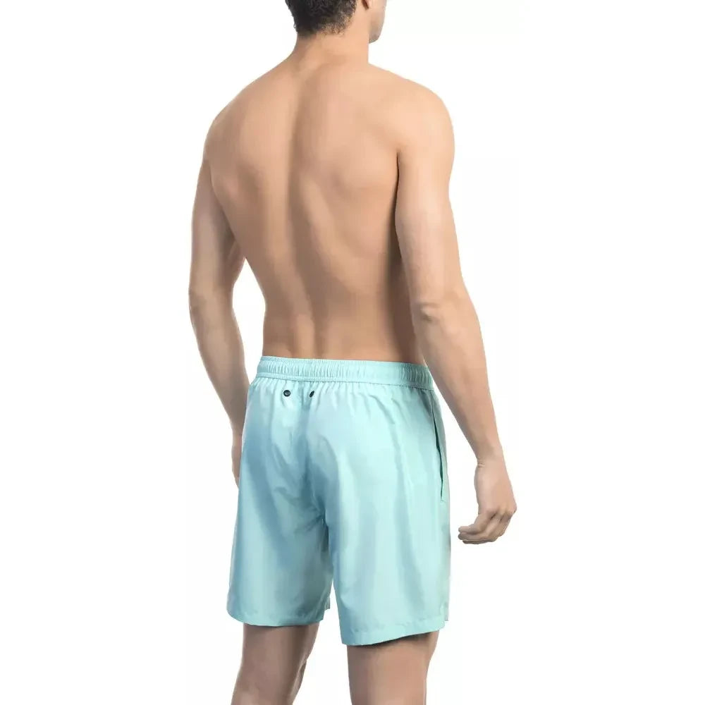 Bikkembergs Light Blue Polyester Men Swim Short Bikkembergs