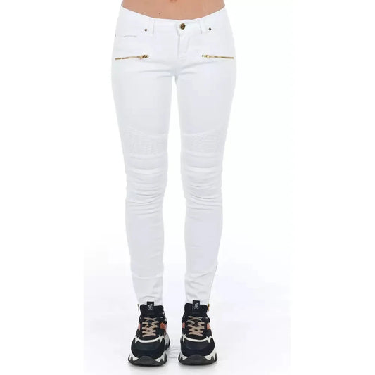 Frankie Morello White Cotton Women's Biker Jean Frankie Morello