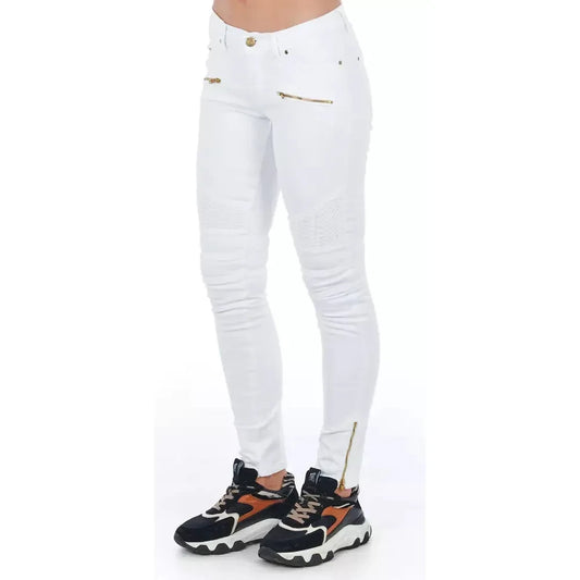 Frankie Morello White Cotton Women's Biker Jean Frankie Morello