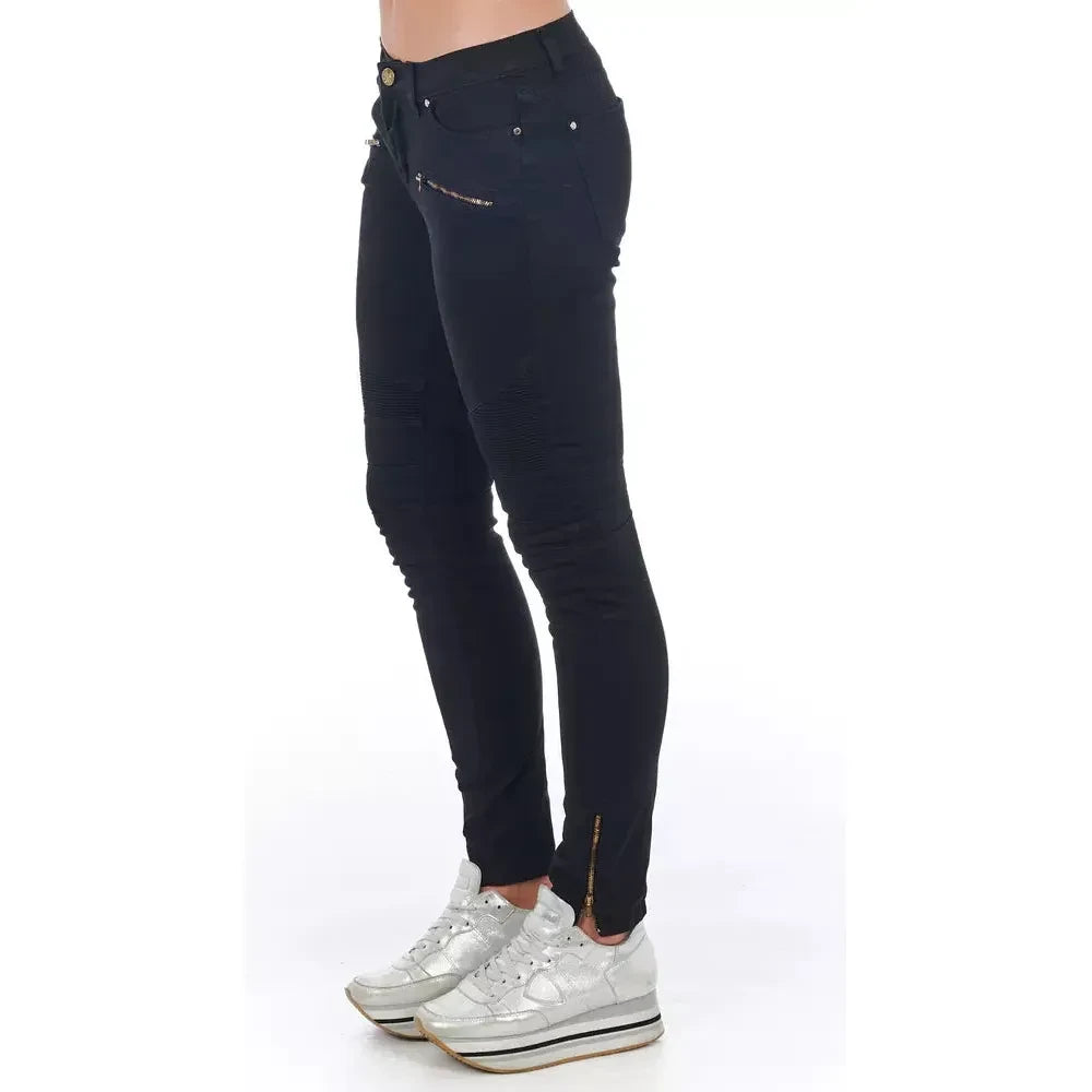 Frankie Morello Black Cotton Women Jeans Jeans & Pants Frankie Morello