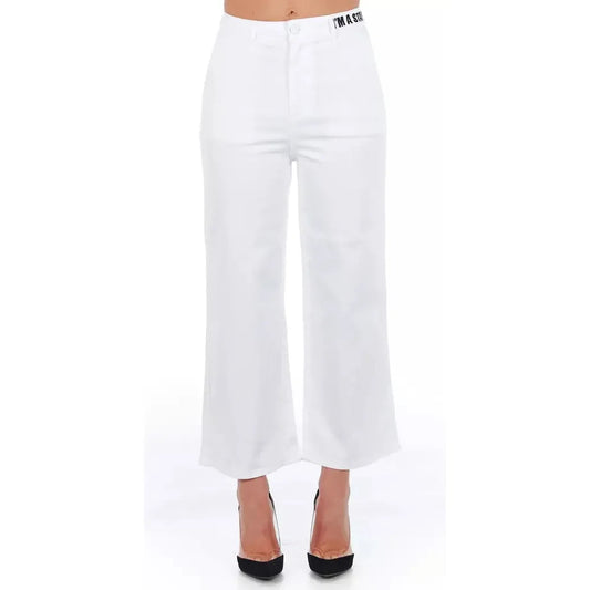 Frankie Morello White Cotton Women's Cropped Trouser Frankie Morello