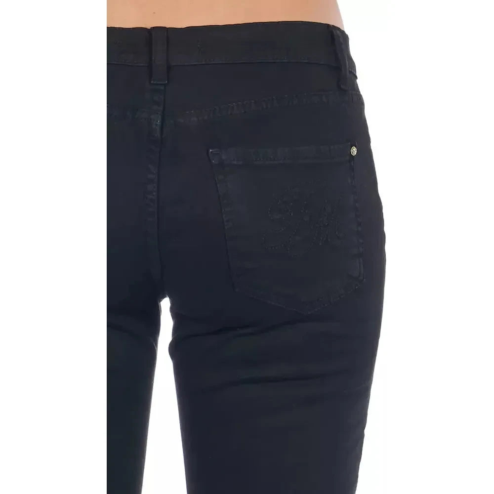 Frankie Morello Black Cotton Women Jeans Jeans & Pants Frankie Morello