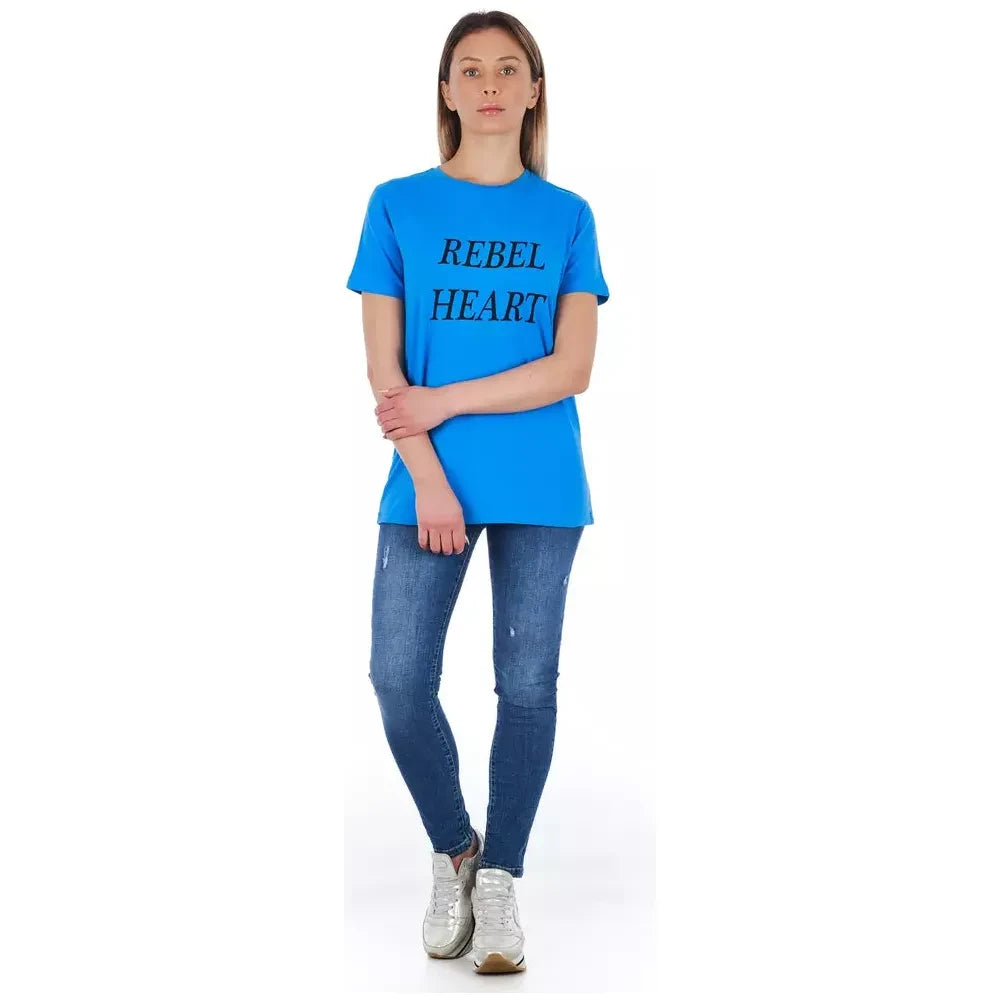 Frankie Morello Light Blue Cotton Women T-Shirt Frankie Morello