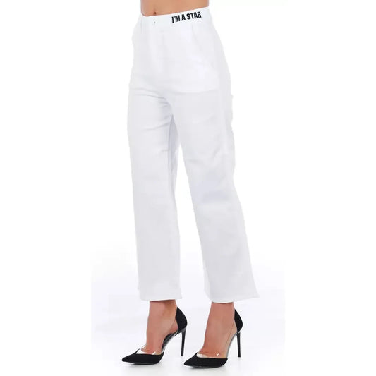 Frankie Morello White Cotton Women's Cropped Trouser Frankie Morello