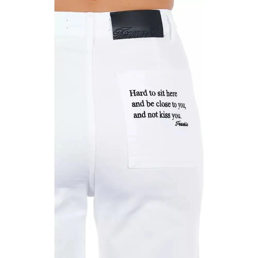 Frankie Morello White Cotton Women's Cropped Trouser Frankie Morello