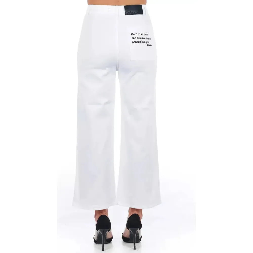 Frankie Morello White Cotton Women's Cropped Trouser Frankie Morello