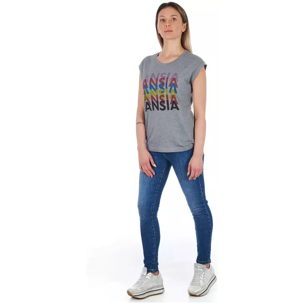 Frankie Morello Gray Cotton Women T-Shirt Frankie Morello