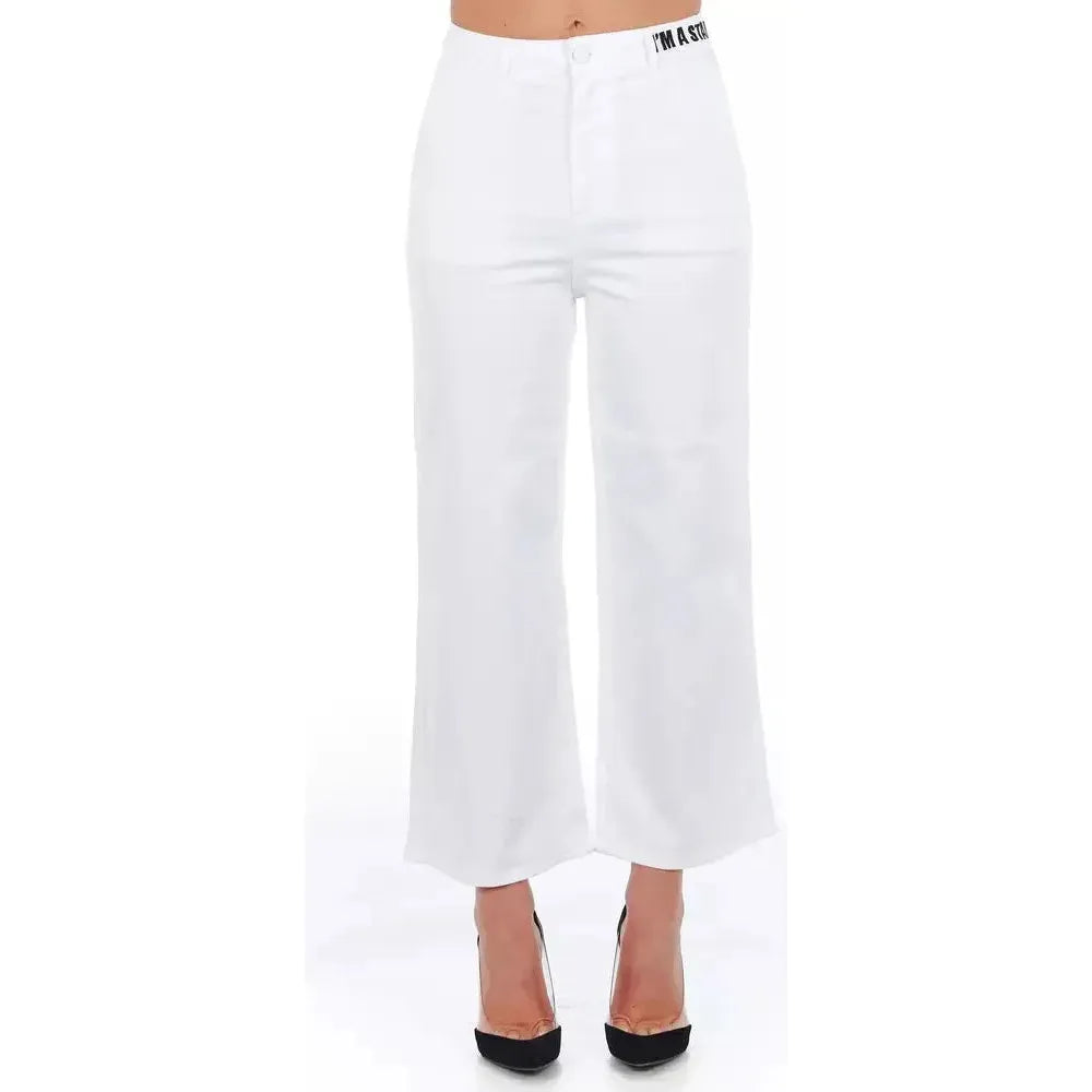 Frankie Morello White Cotton Women's Cropped Trouser Frankie Morello