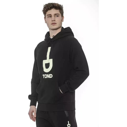 Tond Black Cotton Men Sweater with Hood Tond