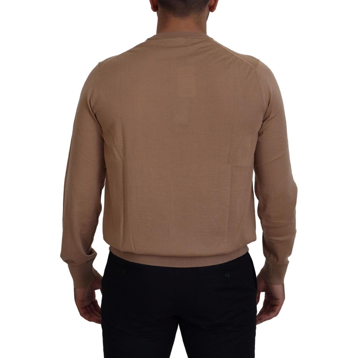 Dolce & Gabbana Beige Cashmere Crewneck Pullover Sweater Dolce & Gabbana