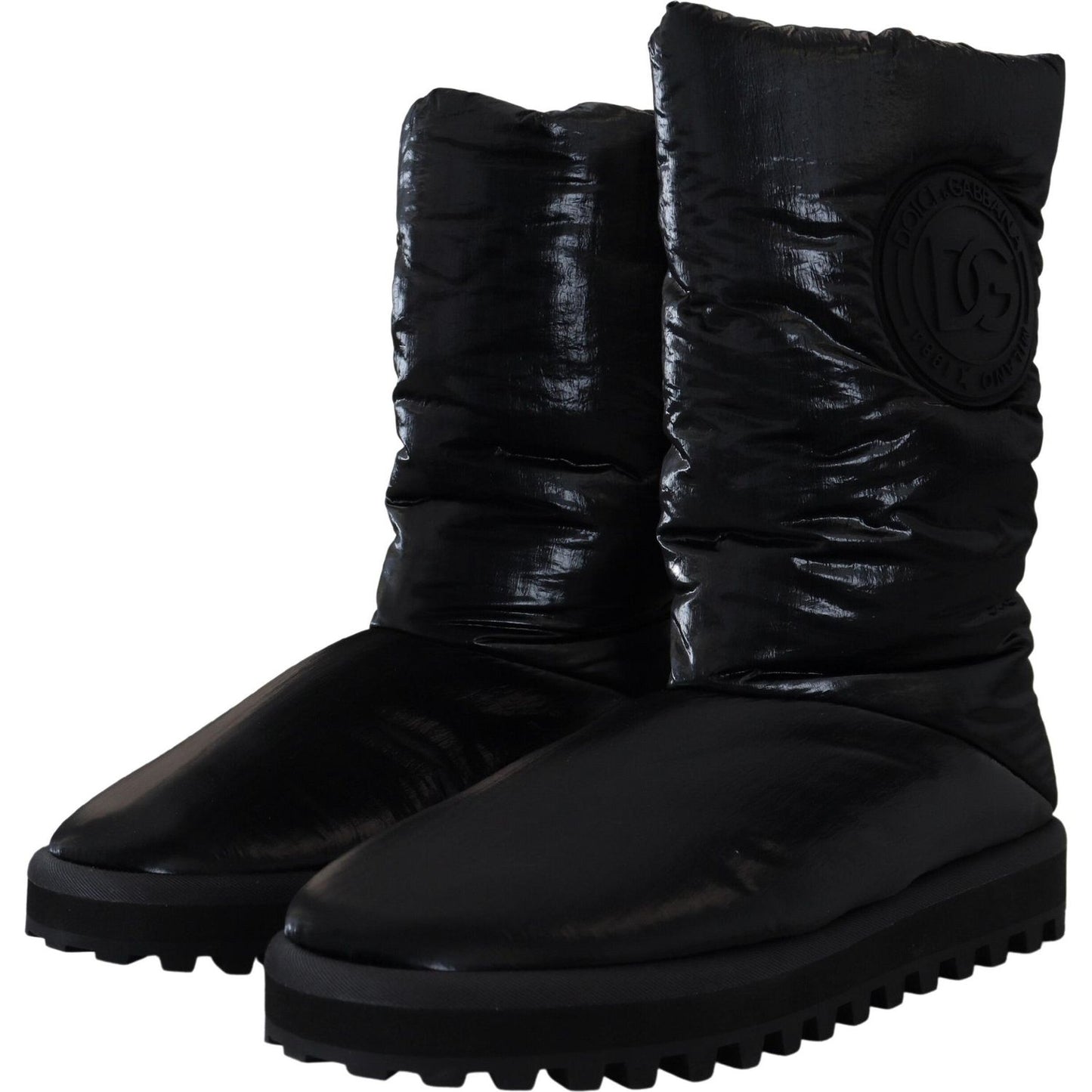 Dolce & Gabbana Elegant Mid-Calf Boots in Black Polyester Dolce & Gabbana