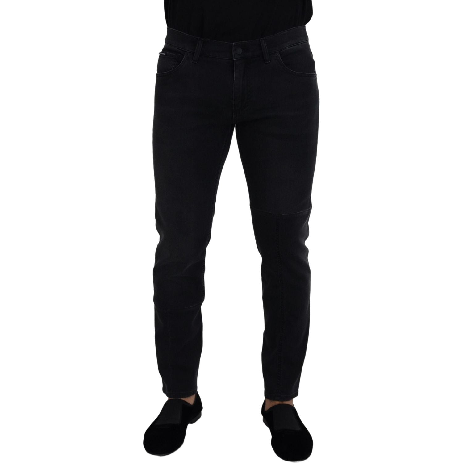 Dolce & Gabbana Sleek Black Cotton Blend Denim Pants