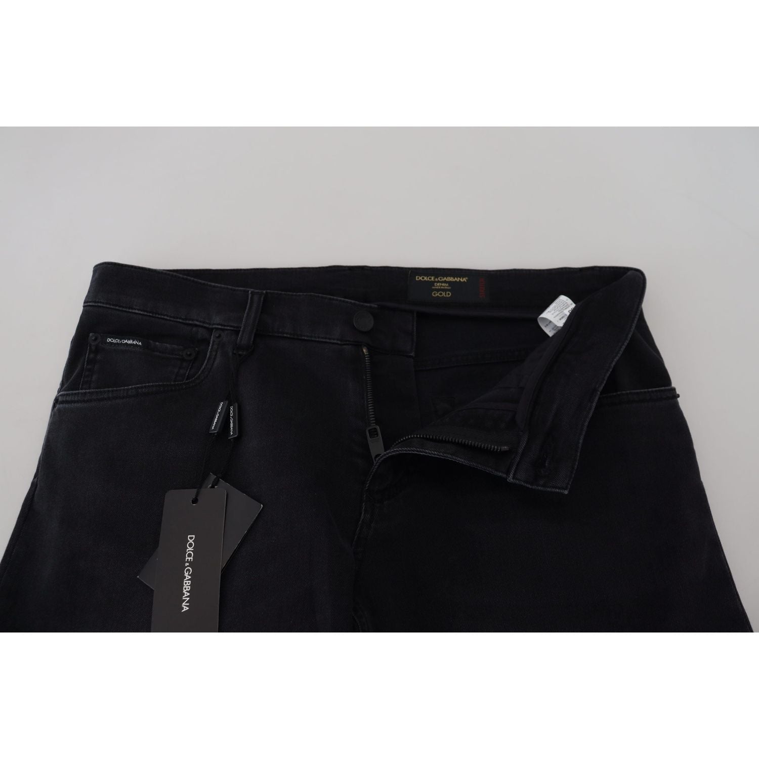 Dolce & Gabbana Sleek Black Cotton Blend Denim Pants