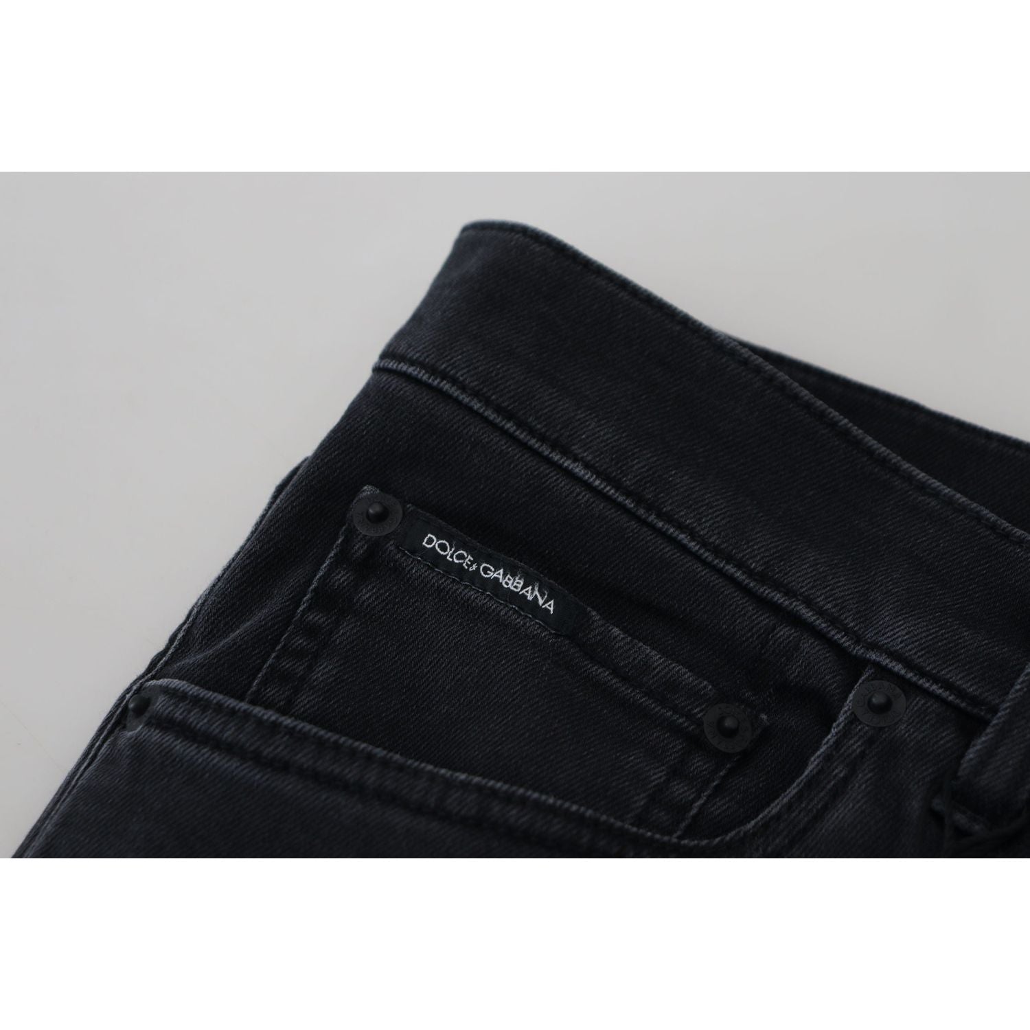 Dolce & Gabbana Sleek Black Cotton Blend Denim Pants