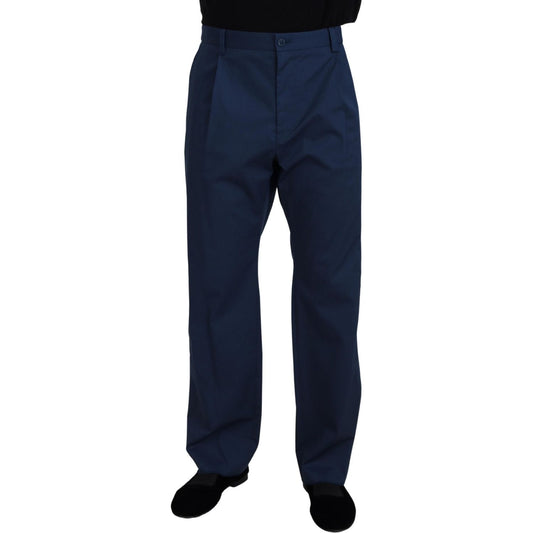 Dolce & Gabbana Elegant Blue Cotton Blend Pants for Men Dolce & Gabbana